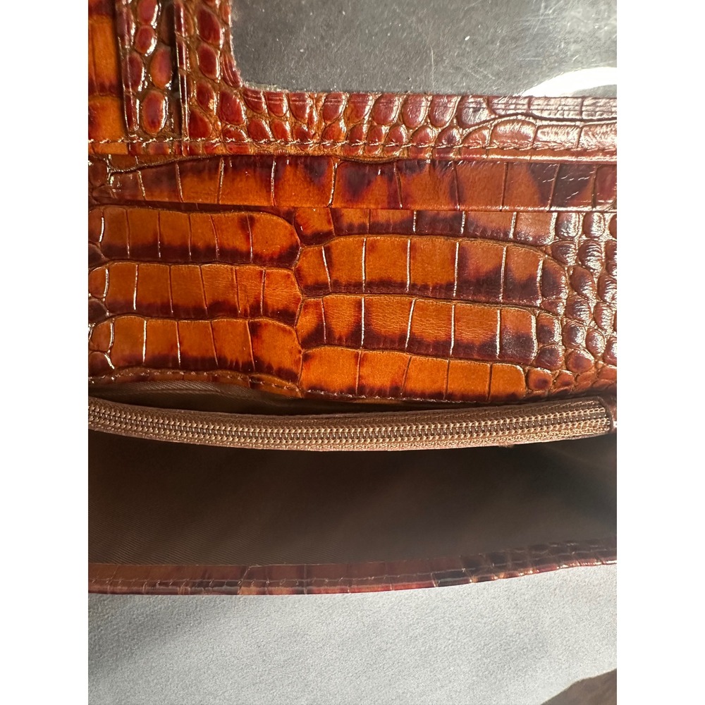 Brahmin Burgundy Brown Croc Embossed Leather Satchel Handbag and Wallet Set - Picture 7 of 16